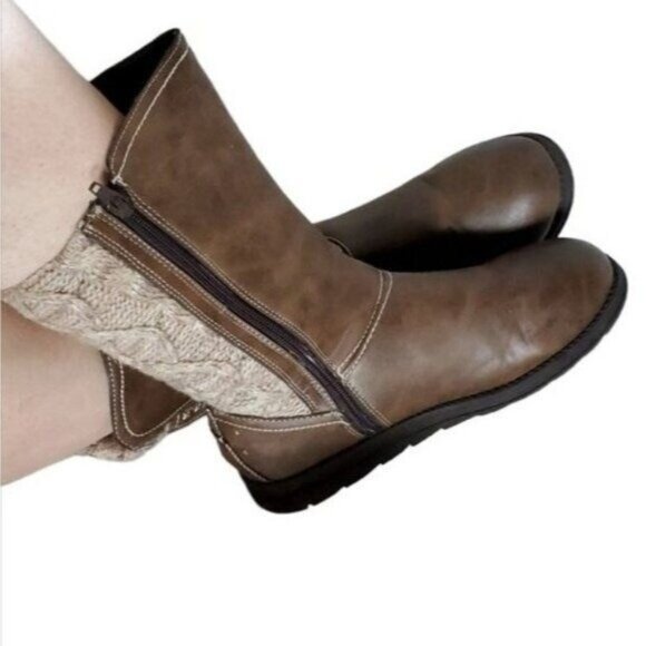 Muk Luks Boots Winter Snow Stacey Sweater Knit ZIP UP Women's WOMAN'S Size 9 - Picture 1 of 16